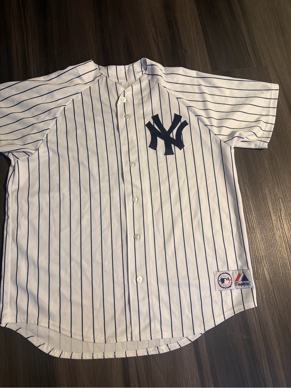 New York Yankees Majestic Pinstripe Jersey - White/Navy